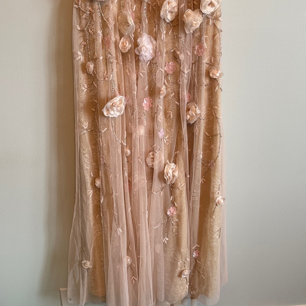 New Mac Duggal pink floral embellished one shoulder a line gown size 10 - Picture 8 of 14